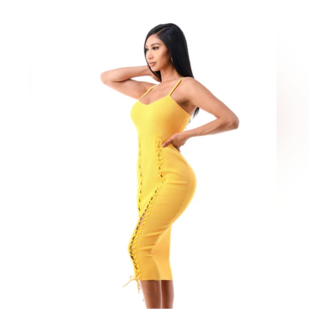 Mellow Yellow Ribbed Tank Dress - Picture 2 of 2